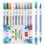 Set kovinskih dvostranskih flomastrov z bleščicami, 10 kosov