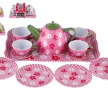 Otroški pločevinasti čajni set 14 kos na pladnju