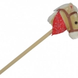 Plišasti konj na palici z zvokom, 80 cm, bež