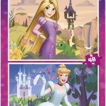 Sestavljanka DISNEY princeske 2×48 koščkov – Rapunzel in Pepelka