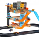 Štirinadstropni parkirni stolp z dvigalom za otroke 3+ Avtomobilčki in helikopter s toboganom