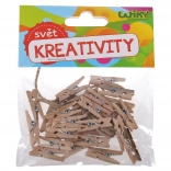 Leseni barvni kljukice 3,5 cm z vrvico, 15 kos