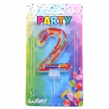 Zabavna rojstnodnevna svečka številka 2 s črtami