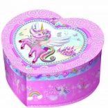 Glasbena škatlica za nakit v obliki srca z enorogom