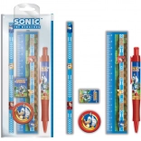 Šolski set SONIC – ravnilo, kulica, radirka, svinčnik in šilček