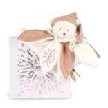 Darilni set plišasti medvedek s kapico 25 cm roza