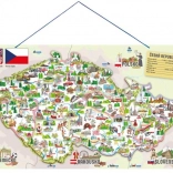 Woody magnetni zemljevid ČR s sličicami in družabna igra 3 v 1