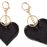 Obesek srček z dvosmernimi bleščicami srebrno črne