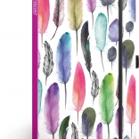 Črtast zvezek s motivom peres 13 × 21 cm – Presco Group