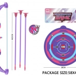 Otroški lok s puščicami in tarčo, vijoličen, 57 cm