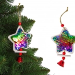 Božična zvezdica s bleščicami in zvončkom – okras za drevesce