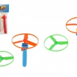 Izstreljevalni rotorčki z zaganjalnikom, plastika, premer 9 cm, 2 barvi