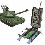 garažni tank s 4 avtomobili, s svetlobnimi in zvočnimi učinki, 44 cm