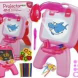 Dvostranska risalna tabla s projektorjem – rožnata