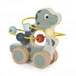 Leseni dinozaver s krogličnim labirintom na kolesih