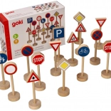 Leseni prometni znaki Goki, set 15 kos