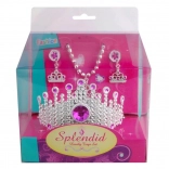 Set za male princese – rožnata krona, ogrlica in uhani