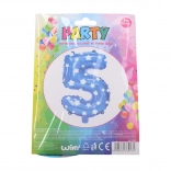 Napenljiv balon številka 5 modre barve z zvezdicami