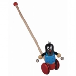 Lesena potisna igrača Krtek z zvončki