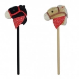 Plišasti konj na palici z zvokom 80 cm, črn