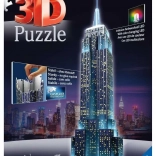 RAVENSBURGER svetleči 3D puzzle Empire State Building – nočna izdaja, 216 koščkov