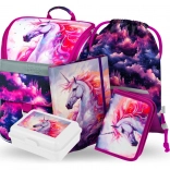 Baagl šolski set Zippy samorogovo kraljestvo – torba, peresnica, vrečka, mapa in škatla za malico