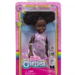 Punčka BARBIE Chelsea, vijolična obleka z rožami, 15 cm