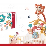 Vrtiljak nad posteljico Veverica s projektorjem in daljinskim upravljalnikom