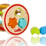 Lesena okrogla razvrščevalna škatla s formami Lelin