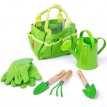 Otroški vrtnarski set v platneni torbi BIGJIGS TOYS – zelen
