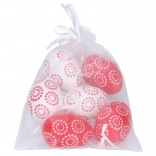 Dekorativna plastična jajčka rdeče-bela 4x6 cm