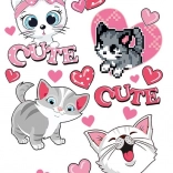 Nalepke za prenos s toploto ljubki muckčki – velik list 20 × 30 cm