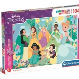 Clementoni bleščeči puzzle Disney princese na vrtu 104 kosov