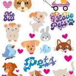 naprasovalni našitki z živalicami – velik list 20 × 30 cm