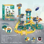 Mega parkirišče modro z dvigalom in svetlobnimi učinki