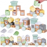 Leseni vlak z vagoni in sestavljanko