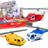 Kovinski reševalni helikopter s frikcijskim pogonom in odpirajočimi vrati