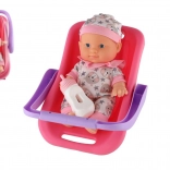 Punčka dojenček v nosilki s stekleničko 22 cm