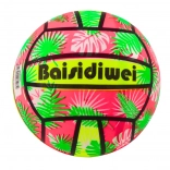 Gumijasta žoga z listnim vzorcem rožnato‑zelena 24 cm