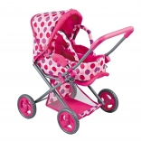 otroški voziček za punčke 3v1 roza s pikami