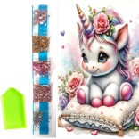 Diamantno slikanje na platnu cvetlični samorog 23 × 30 cm