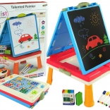 Otroška miza 3v1 Magnetna in Kreda Tabla Modra