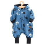 Otroški bombažni pajac s kapuco in ušeski New Baby moder