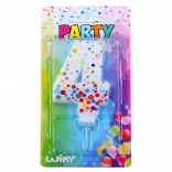 Zabavna tortna svečka številka 4 s pikami