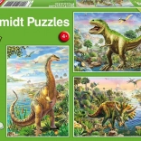 Schmidt puzzle Dinosavske pustolovščine 3×48 kosov