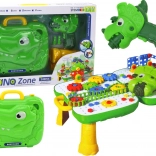 Otroška DIY mizica s kovčkom DINOSAUR in akumulatorskim vrtalnikom, 249 delov