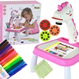 Projektor samorog za risanje z mizico in tablo – rožnat