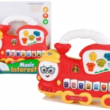 Interaktivni otroški klavirček lokomotiva – živalski zvoki, zvoki vozil in melodije, rdeč