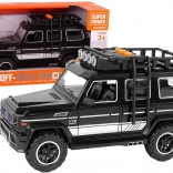 Črni terenski avto s frikcijskim pogonom, lučmi in zvoki