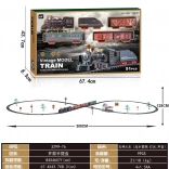 Retro vlak s dimom, lučmi in zvoki